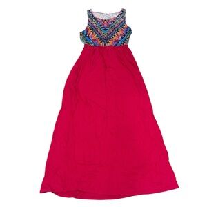 Tye Die Colorful Pink Coral Women’s Long Maxi Dress Sleeveless Large